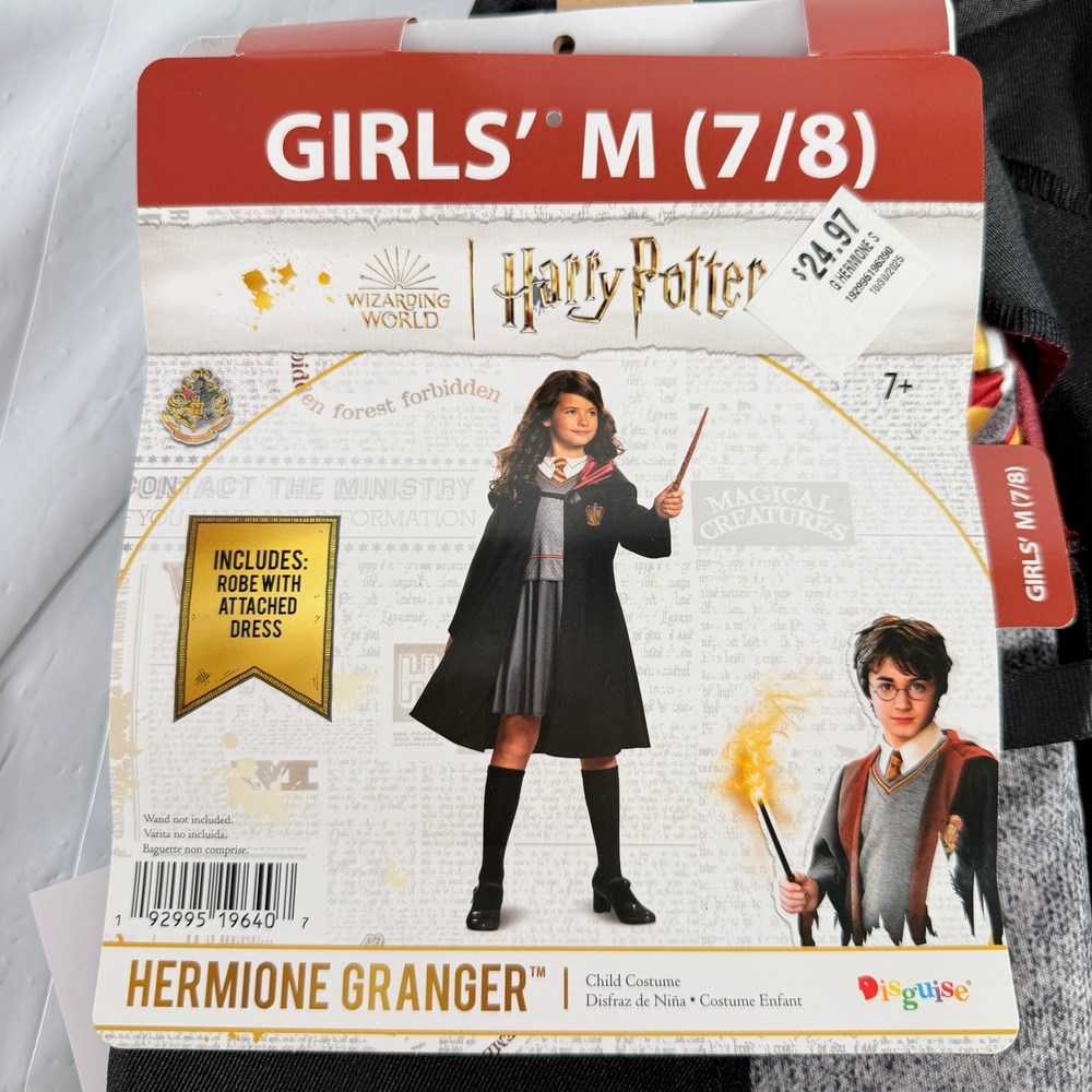 Harry Potter Hermione Granger Costume Dress Girls Size M 7/8 Disguise New - Picture 6 of 9
